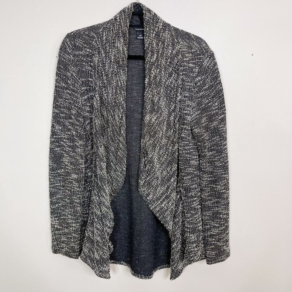 Club Monaco Kiki Textured Drape Front Cardigan Sweater Gray Black Small S Womens
